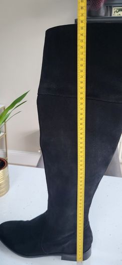 OFFICE black suede Over the Knee (OTK) high boots Sz 7 (Fit 7-8UK) - Rrp 150 (New)