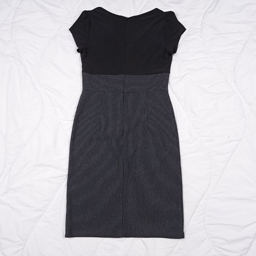 Joseph Ribkoff Black Grey Pinstripe Corporate Bodycon Midi Sheath Dress 10UK/38EU