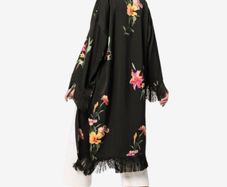 ETRO Italian Designer fringed KIMONO-Jacket - side slits - One Size