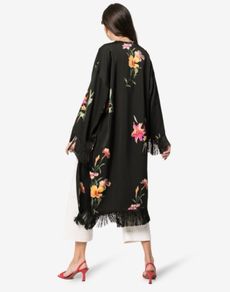 ETRO Italian Designer fringed KIMONO-Jacket - side slits - One Size