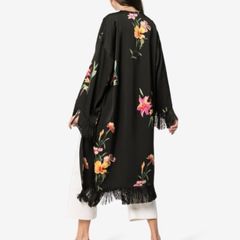 ETRO Italian Designer fringed KIMONO-Jacket - side slits - One Size
