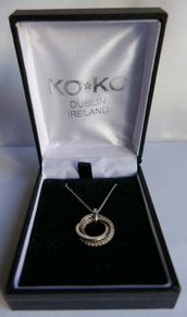 Sterling Silver 925 Cubic Zirconia Polished Triple Circle Pendant and Chain in the original box L 17" - 4,65g