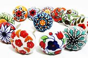 12 x Mix Vintage Look Flower Ceramic Knobs Door Handle Cabinet Drawer Cupboard Pull (FREE POSTAGE)