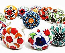 12 x Mix Vintage Look Flower Ceramic Knobs Door Handle Cabinet Drawer Cupboard Pull (FREE POSTAGE)