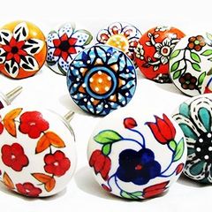 12 x Mix Vintage Look Flower Ceramic Knobs Door Handle Cabinet Drawer Cupboard Pull (FREE POSTAGE)