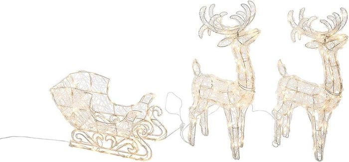 160 LED Reindeer with Sleigh Reindeer Figures with Timer Christmas Lighting for Outdoor and Indoor Use Christmas Figure