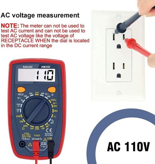 Digital Multimeter Voltmeter Ohmmeter Ammeter Multi Tester Meter with Backlit LCD Electronic Test Meter Measures Voltage, Current, Resistance; Tests Continuity, Diode