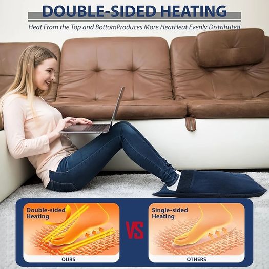 Heated Electric Pad for Foot, Double-Sided Heating, 9 Fast Heating Settings 2H Auto Shut Off, Electric Fast Heat Pad with Heat Settings Navy Blue