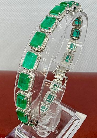 Silver Emeraldine Triplet Quartz Tennis Bracelet