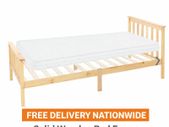 Single Wooden Bed Frame with Mattress