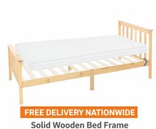 Single Wooden Bed Frame with Mattress