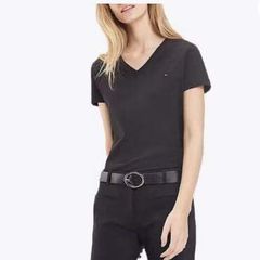 Tommy Hilfiger black V-neck ladies top size XL UK18 EU46 Postage included