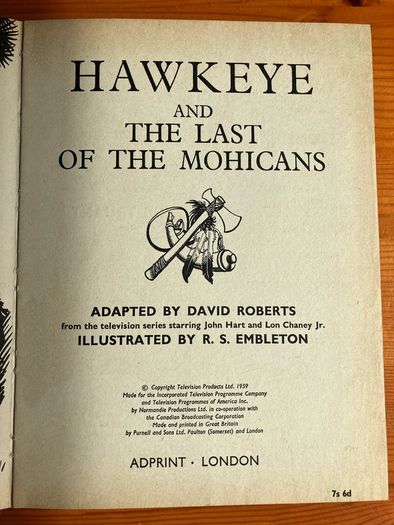 Vintage annual: 'Hawkeye And The Last of the Mohicans'