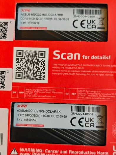 XPG lancer RGB DDR5 16gbx2. New, sealed.