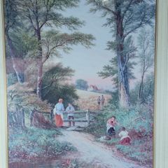 Walter Williams Picture in Frame (1835-1906) Harvesters English Country Landscape