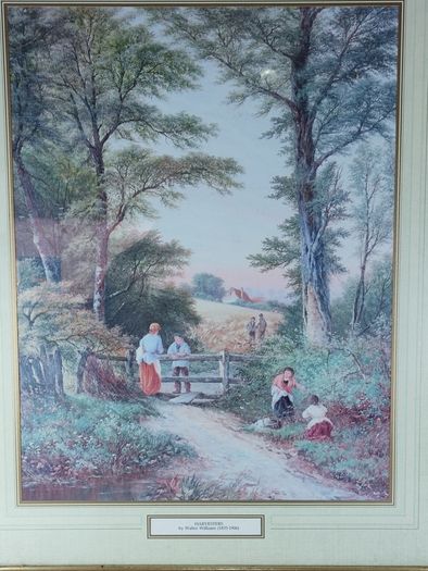 Walter Williams Picture in Frame (1835-1906) Harvesters English Country Landscape