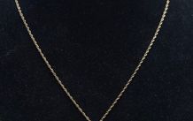 Vintage 9ct Gold Ruby &amp; Diamond Pendant Necklace Hallmarked 40cm