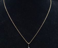 Vintage 9ct Gold Ruby & Diamond Pendant Necklace Hallmarked 40cm