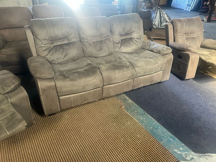 Grey 3+1+1 recliner sofa set couch
