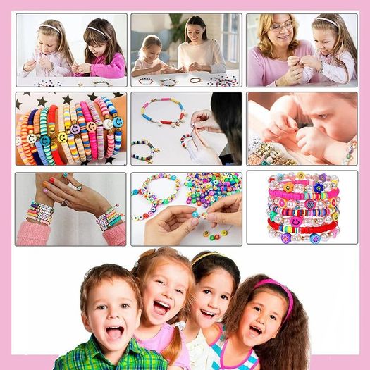 8000+ Pcs Clay Beads Bracelet Making Kit Round Flat Beads Polymer Clay Beads Set Clay Spacer Heishi Beads for Jewellery Making Bracelets Necklace DIY Jewellery Making Kit for Kids Adults,2 Boxes