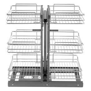 15W Opening Blind Corner Pull Out Organizer, 3 Tier 6 Shelf Kitchen Cabinet Organizer, Chrome Carbon Steel Storage Basket, Slide Out Storage Organizer, Left & Right Open Compatible