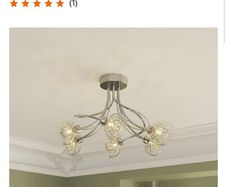 GoodHome Carmenta Spiral Glass & metal Chrome effect 6 Lamp Ceiling light