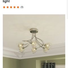 GoodHome Carmenta Spiral Glass & metal Chrome effect 6 Lamp Ceiling light