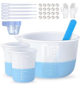 Silicone Measuring Cups, Resin Supplies with 600ml/20oz & 100ml Resin Mixing Cups, Easy to Clean, Durable & Flexible, Silicone Stir Sticks, Silicone Cups for Epoxy Resin Mixing (FREE POSTAGE)