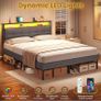 King Size Bed Frame 150x200 with Storage Upholstered Bed Frame with LED Lights & Charging Station Upholstered Storage Headboard/Under Bed Storage/Noise Free (King-150x200cm) Image 3