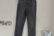 Ladies Grey Black High Rise Slim Straight Jeans
