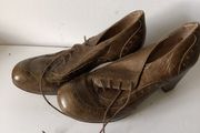 Brown Leather Heeled Oxfords - Size 6 / EU 39
