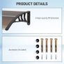 Curved Window Door Canopy Aluminium Rigid Plastic Polycarbonate Fixed Outdoor Awning Modern Design UV Water Rain Resist 100 x 75cm Brown Image 6