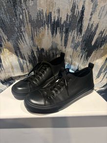 Black Primark Leather-Look Trainers / Sneakers - Size UK 6 / EUR 39 (Worn Once)