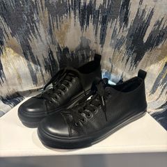 Black Primark Leather-Look Trainers / Sneakers - Size UK 6 / EUR 39 (Worn Once)