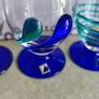 SET OF 5 , 1920 s Art Deco Czech Republic Cobalt Blue Green On Clear Glasses Image 5