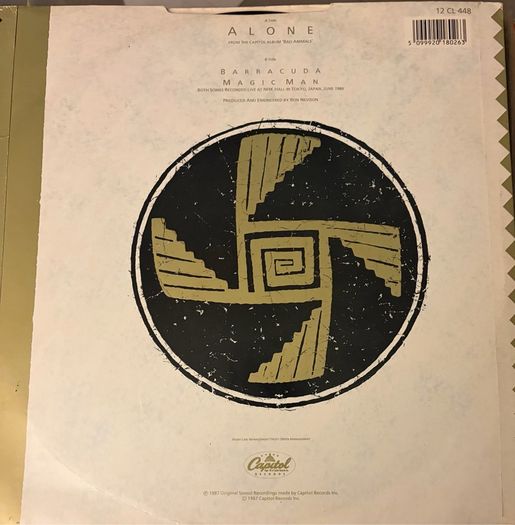 Heart Alone 12inch Vinyl 1987 UK Original Barracuda & Magic Man Live