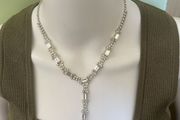 Silver tone sparkling rhinestone choker necklace