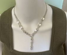 Silver tone sparkling rhinestone choker necklace