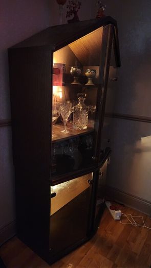 Glass Cabinet with lights, comes in two halves for easy transport