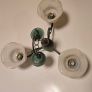 Vintage 3 Arm Ceiling Light  Chandelier  Glass Shades Image 2