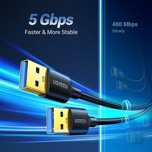 UGREEN Data Transfer USB 3.0 Type A Male to Male SuperSpeed Transfer Cable for External Hard Drive, WD My Cloud, DVD, Laptop Cooler and Blu-ray Disc Player, etc (0.5m) - NEW
