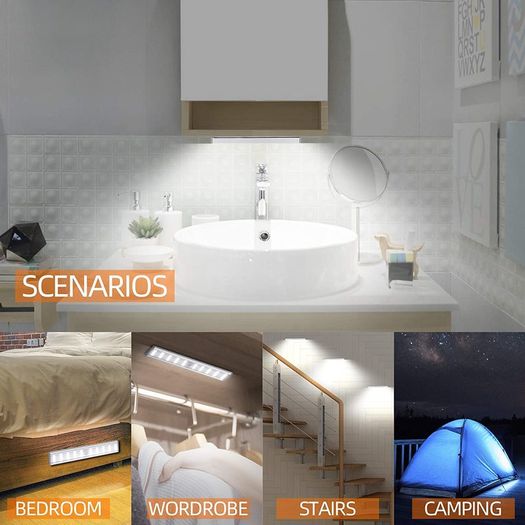 Wireless Under Cupboard Lights, 30-LED Motion Sensor Night Light,USB Rechargeable Under Cabinet Kitchen Lights with Magnetic Strip 600mAh Battery for Wardrobe, Closet, Stairs (3 Pack)