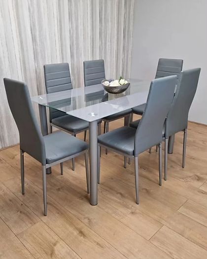 Glass table and 6 chairs