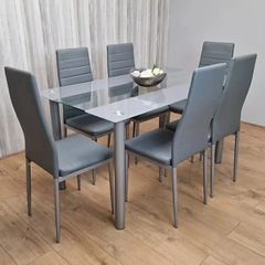 Glass table and 6 chairs