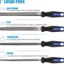 Wood Rasp File Set, Preciva 16-in-1 Wood Rasp File Set with 4 x 200mm Flat, Half-Round, Round, Triangle File & 12 x Needle File Set, Engineer File Set for Wood, Metal, Leather (FREE POSTAGE) Image 3