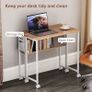 80 cm Drop Leaf Writing Work Desk - Natural Wood Finish Image 4