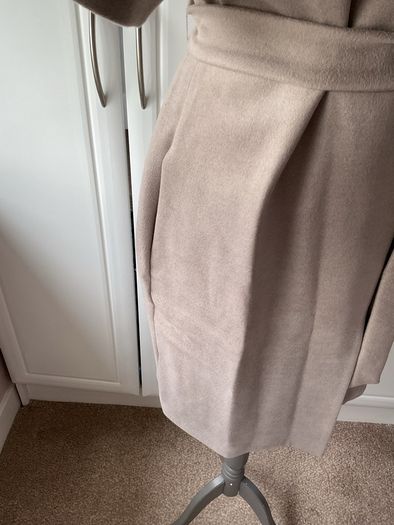 coat oasis size medium tie belted oatmeal beige coat