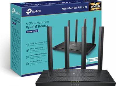 TP-Link Archer AX12 Next-Gen WiFi 6 AX1500Mbps Dual-Band WiFi Router, Gigabit LAN/WAN Ports, WPA3 Security, 4 High-Performance External Antennas, Ideal for Gaming Xbox/PS4/Steam and 4K, Plug & Play