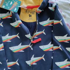 frugi shark snuggle suit 4-5y