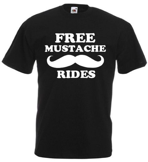 Free Moustache Rides  Mens funny rude t-shirts